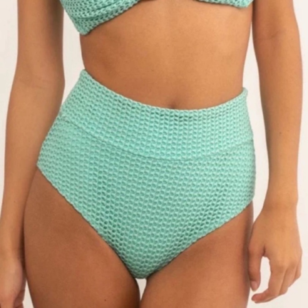 New! Montce turquoise crochet high waisted bikini bottoms 24229
